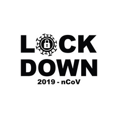 Lock down coronavirus 19 design vector ,Coronavirus pandemic, "Lock Down" don't travel & stay home, Stop coronavirus. Self isolation. Home quarantine from Covid-19. Recommendation to prevent spreading