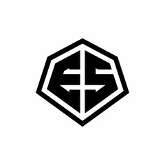 ES monogram logo with hexagon shape and line rounded style design template