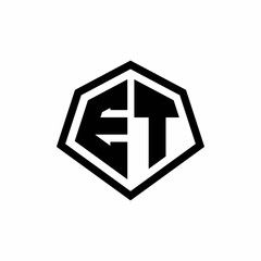 ET monogram logo with hexagon shape and line rounded style design template