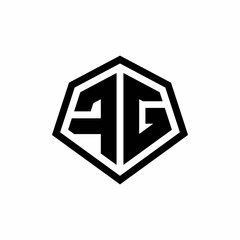 FG monogram logo with hexagon shape and line rounded style design template