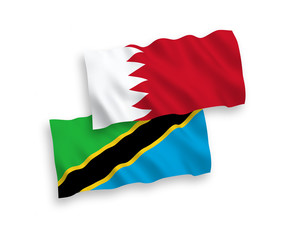 Flags of Tanzania and Bahrain on a white background