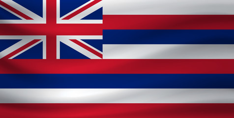 Waving flag of Hawaii. Vector illustration