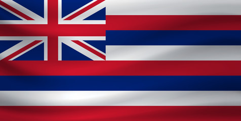 Waving flag of Hawaii. Vector illustration