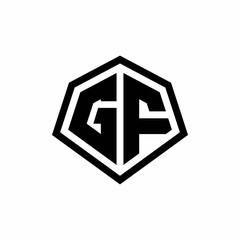 GF monogram logo with hexagon shape and line rounded style design template