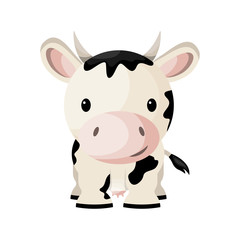 Cartoon cute baby cow, vector illustration
