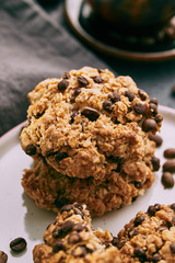 Stack of homemade oatmeal cookies