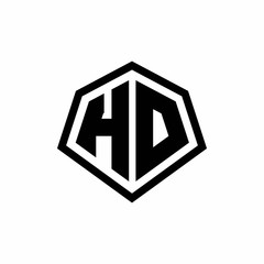 HD monogram logo with hexagon shape and line rounded style design template