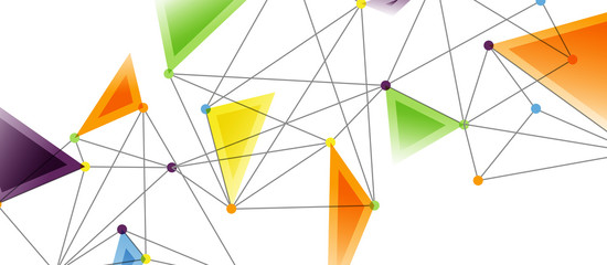 Line points connections, triangular technology design. Abstract geometric background