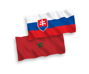 Fototapeta premium Flags of Slovakia and Morocco on a white background