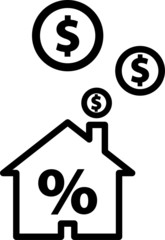 Rate for mortgage icon, Real estate financial concept, rental house, mortgage down payment, home insurance, living expenses, property sale, vector line icon