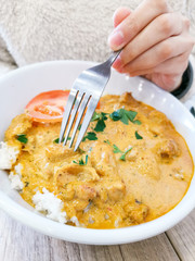 Handmade Indian curry chicken rice