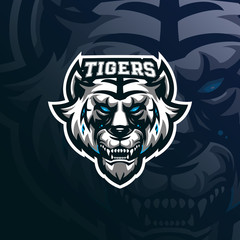 tiger mascot logo design vector with modern illustration concept style for badge, emblem and tshirt printing. tiger head illustration for sport team.