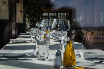 Restaurant interior table setup closed no people