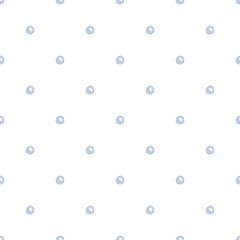 Seamless polka dot pattern with pastel blue hand drawn dots on white background/ Vintage background/ Vector illustration