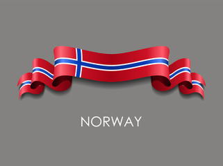 Norwegian flag wavy ribbon background. Vector illustration.