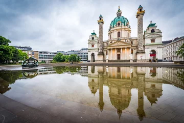 Deurstickers Saint Charles kerk in Wenen, Oostenrijk. © Anibal Trejo