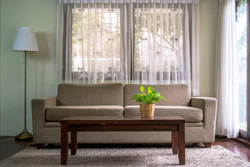 Fototapeta premium The living room that is decorated in a simple style.