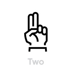 Two icon. The sign language. Editable Vector Stroke.