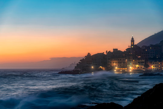 Bogliasco, Genoa, Liguria, Italy at sunset