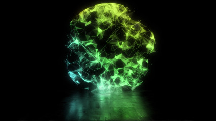 3D rendering of an abstract globe, sphere in space in the form of plexus