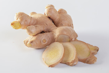 Fresh ginger  isolated on white background.