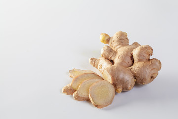 Fresh ginger  isolated on white background.