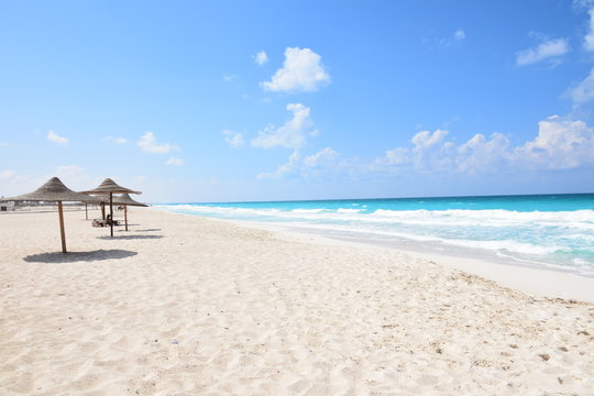Sun set on the beach in Egypt north coast / dahab / hurgada / sharm el sheikh / taba / alexandria  - best place for vacation under umbrella  - holiday relaxation beach sand inspiration happiness  tan.