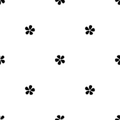 Seamless pattern with simple abstract flowers and leaves on white background. Hand drawn vector illustration.