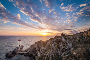 Capo Ferro lighthouse in Sardinia, Italy.