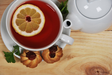 fruit tea and sweet biscuits
