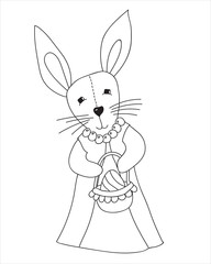 Easter bunny with basket coloring page