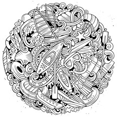 Water Sports hand drawn vector doodles illustration.