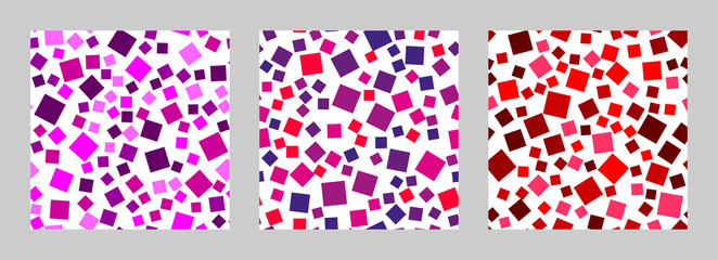 Set of seamless vector backgrounds from pink, red squares. Monochrome graphic pattern. Eps10.