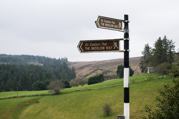Señalización en la ruta Wicklow Way en Irlanda