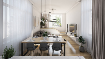 Interior of a modern dining room showcase