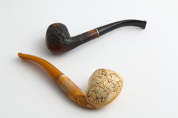 Smoking pipe wooden souvenir isolated white background