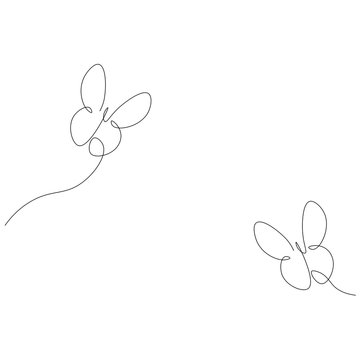 Butterfly fly line drawing vector illustration