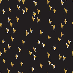 Birds Silhouettes Vector Seamless Pattern. Flying Pigeons background