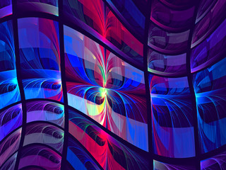 Abstract blue and purple wavy flag - digitally generated image