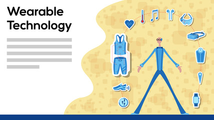 Business manager working for wearable technology with icons