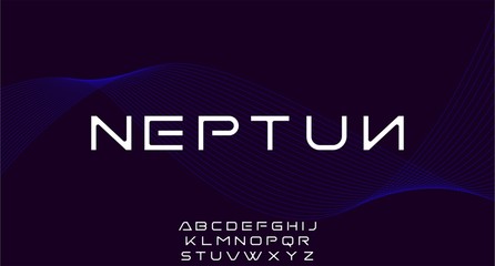 NEPTUN, FUTURISTIC SCI-FI MODERN FONT ALPHABET VECTOR SET © ZeaLab