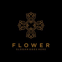 flower floral line beauty premium simple logo template