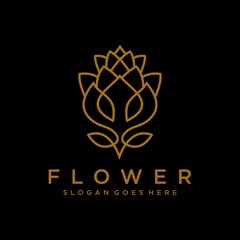 flower floral line beauty premium simple logo template