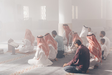 Islamic Prayer people in mosque Muslims Saudi Arabia ramadan