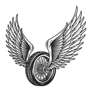 Motorcycle wheel with eagle wings
