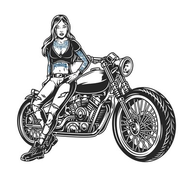 Vintage motorcycle monochrome concept
