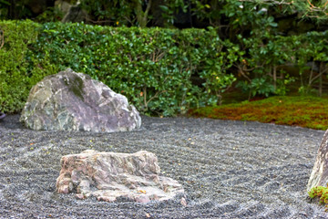Stones in dry Japanese garden in Kyoto