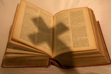 Shadow of a cross on a bible 