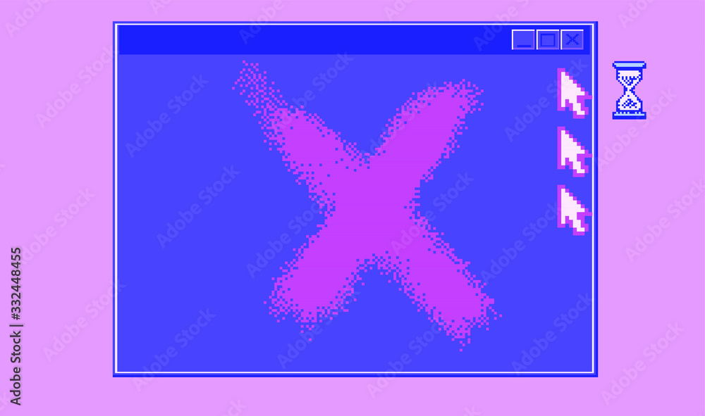 Poster Computer screen with Command-line interface or console terminal. Retrofuturistic vaporwave style illustration in punchy pastel colors.