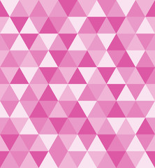 Fototapeta premium Retro Triangle vector seamless pattern. Festive, merry geometric shapes background. Abstract texture for wrapping, wallpaper, textile, leaflet. Pink mosaic backdrop.